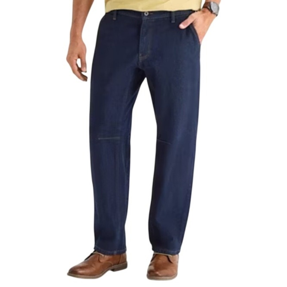 Mutual Weave Bowleg Jeans Mens 32 Dark Blue NEW Tapered Relaxed Fit Denim Pants